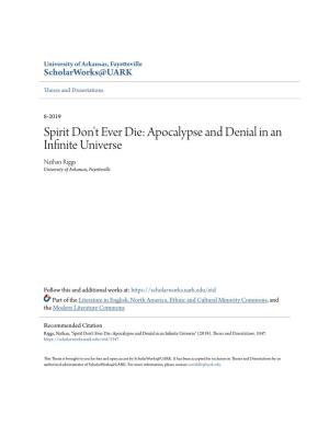Apocalypse and Denial in an Infinite Universe Nathan Riggs University of Arkansas, Fayetteville