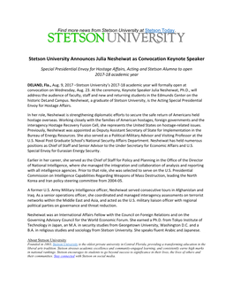 Stetson University Announces Julia Nesheiwat As Convocation Keynote Speaker