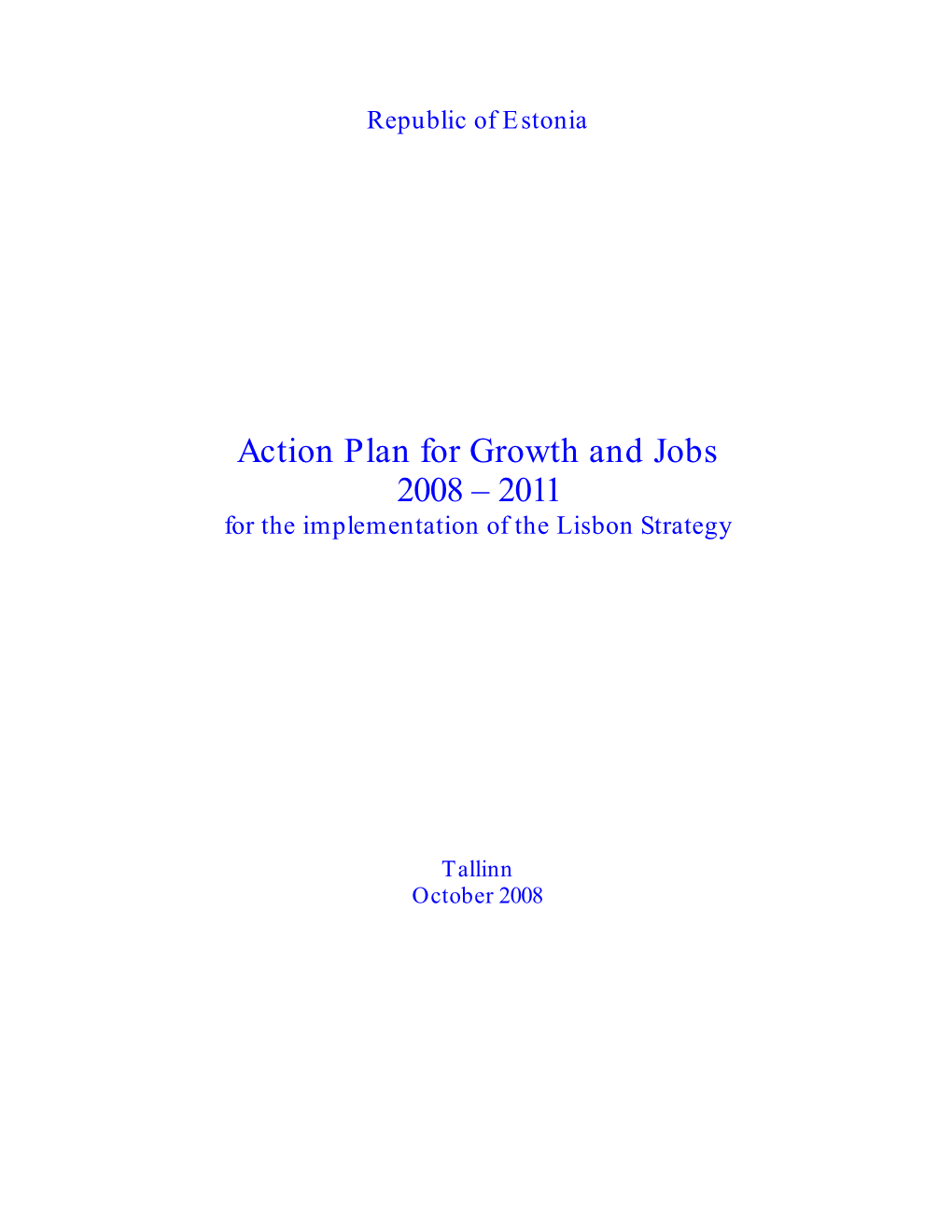 2008 10 09 Estonian Action Plan 2008-2011 EN Final