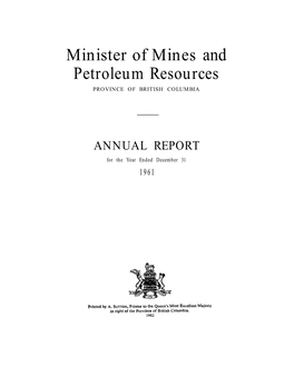 Minister of Mines and Petroleum Resources PROVINCE of BRITISH COLUMBIA