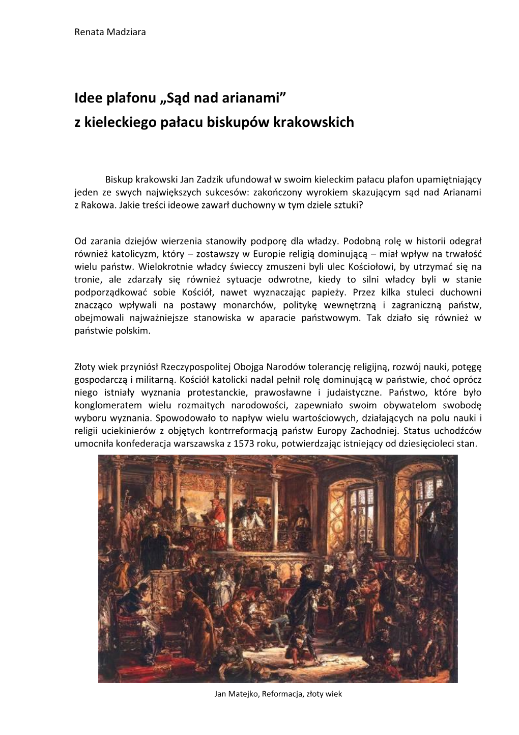 Idee Plafonu „Sąd Nad Arianami” Z Kieleckiego Pałacu Biskupów Krakowskich