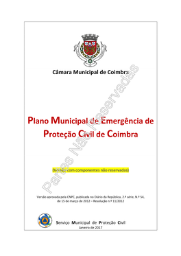 Plano Municipal De Emergência De Proteção Civil De Coimbra