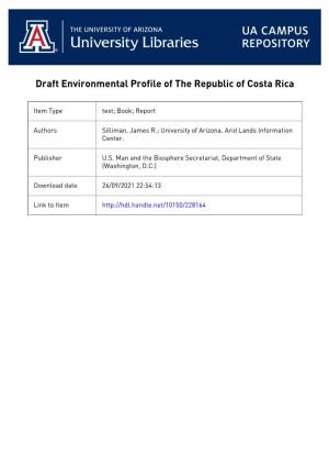 DRAFT Environmental Profile the Republic Costa Rica Prepared By