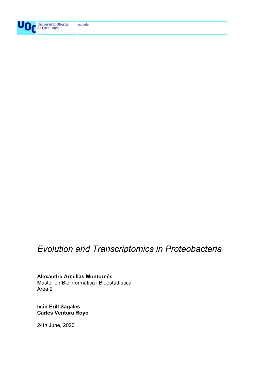 Evolution and Transcriptomics in Proteobacteria