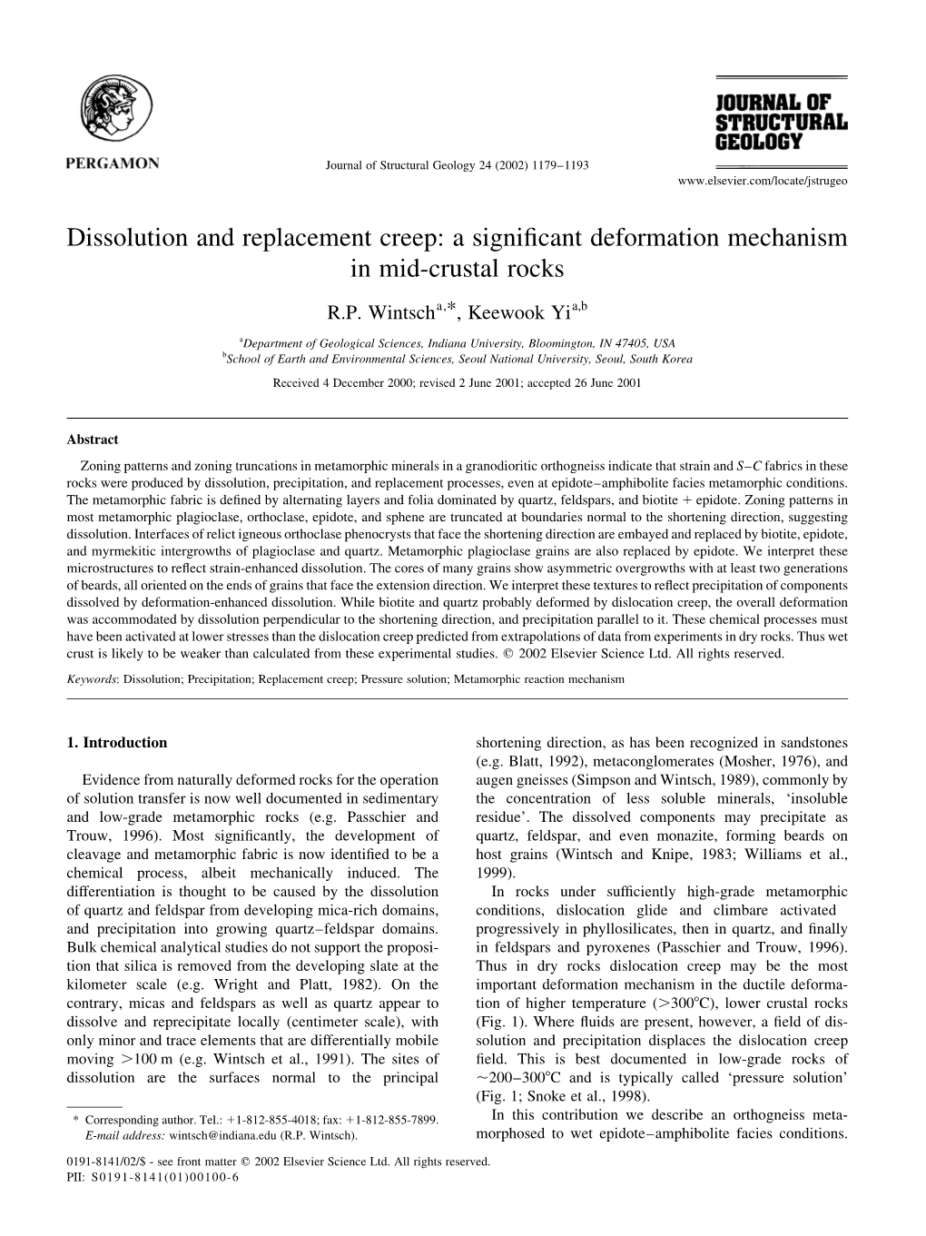 Dissolution and Replacement Creep: a Significant Deformation Mechanism