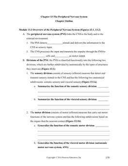 Chapter 13 the Peripheral Nervous System Chapter Outline