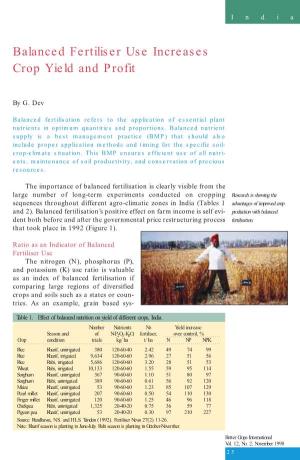Balanced Fertiliser Use Increases Crop Yield and Profit (India)