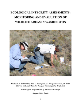 Ecological Integrity Assessments: Monitoring and Evaluation of Wildlife Areas in Washington