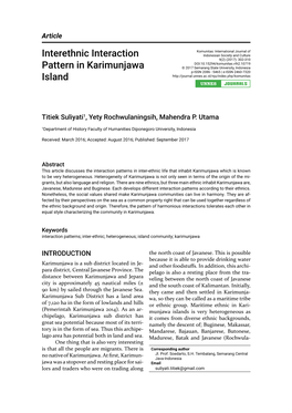 Interethnic Interaction Pattern in Karimunjawa Island Ningsih 2012)