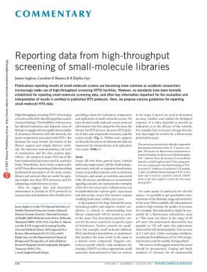 Reporting Data from High-Throughput Screening of Small-Molecule Libraries