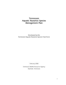 Tennessee Aquatic Nuisance Species Management Plan