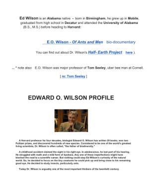 Edward O. Wilson Profile