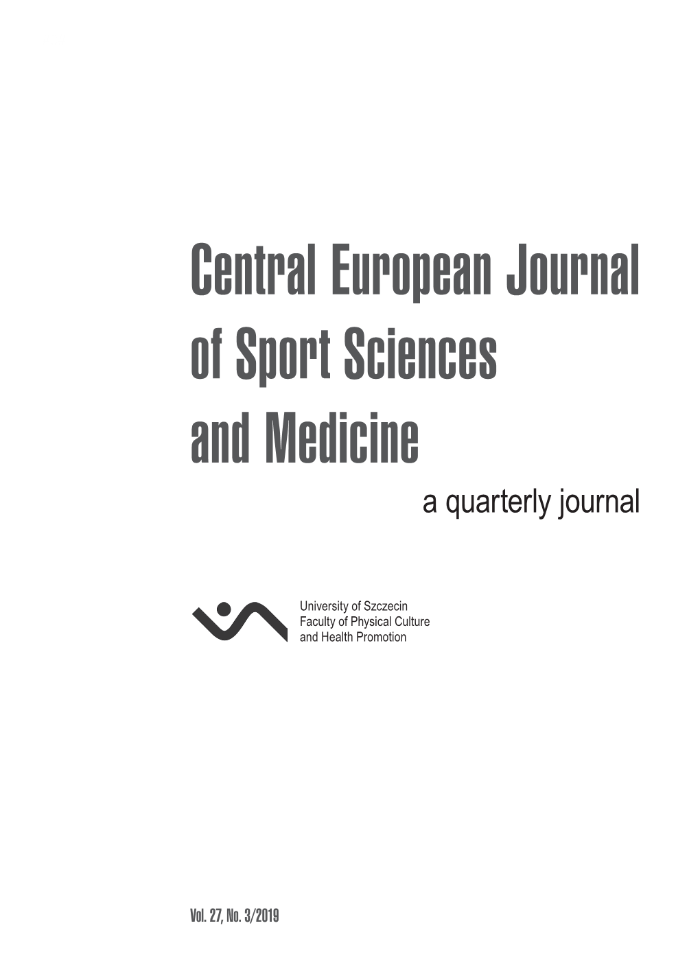 Central European Journal of Sport Sciences and Medicine a Quarterly Journal