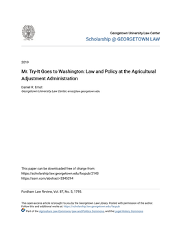Law and Policy at the Agricultural Adjustment Administration
