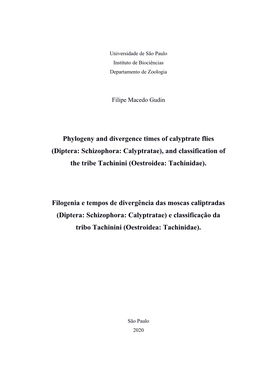 Diptera: Schizophora: Calyptratae), and Classification of the Tribe Tachinini (Oestroidea: Tachinidae)