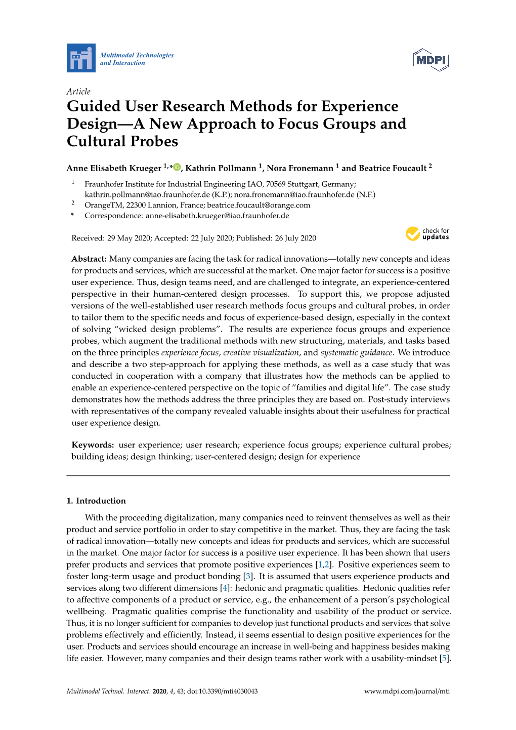 Guided User Research Methods for Experience Design—A New Approach to Focus Groups and Cultural Probes