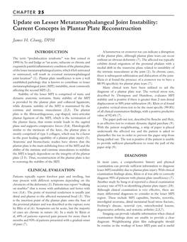 Update on Lesser Metatarsophalangeal Joint Instability: Current Concepts in Plantar Plate Reconstruction