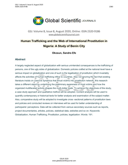 ISSN 2320-9186 Human Trafficking and the Web of International