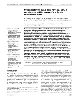 Frigoribacterium Faeni Gen. Nov., Sp. Nov., a Novel Psychrophilic Genus of the Family Microbacteriaceae