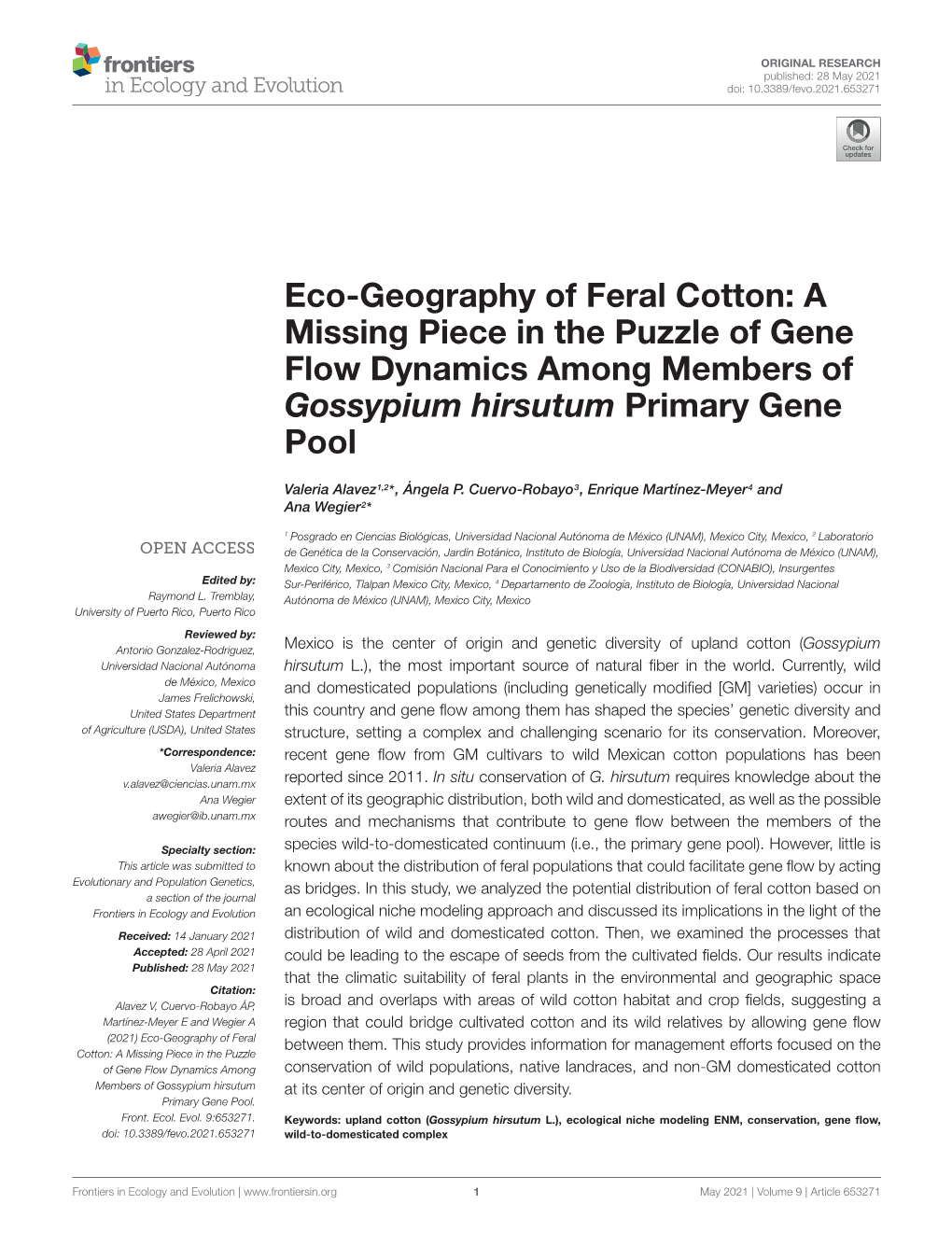 Eco-Geography of Feral Cotton: a Missing Piece in the Puzzle of Gene Flow Dynamics Among Members of Gossypium Hirsutum Primary Gene Pool