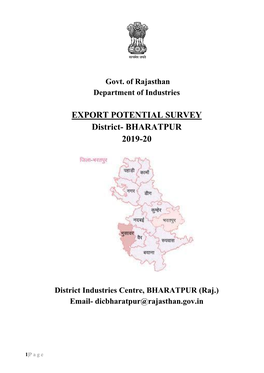 EXPORT POTENTIAL SURVEY District- BHARATPUR 2019-20