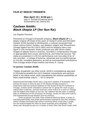 Cauleen Smith: Black Utopia LP (For Sun Ra)