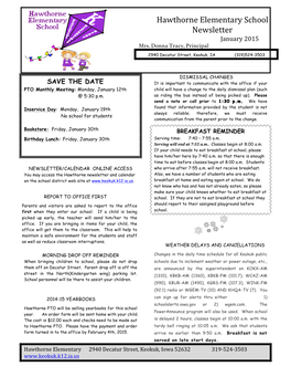 Hawthorne Elementary School Newsletter