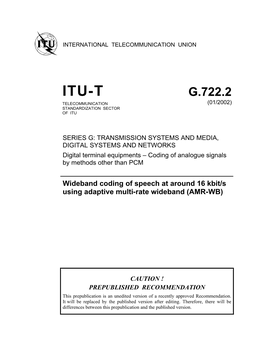 G.722.2 Telecommunication (01/2002) Standardization Sector of Itu