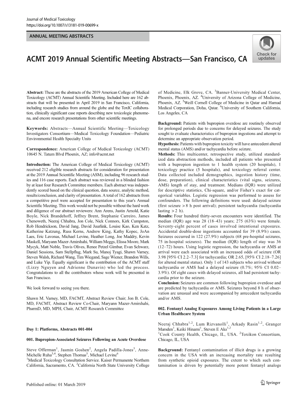 2019 Annual Scientific Meeting Abstracts—San Francisco, CA