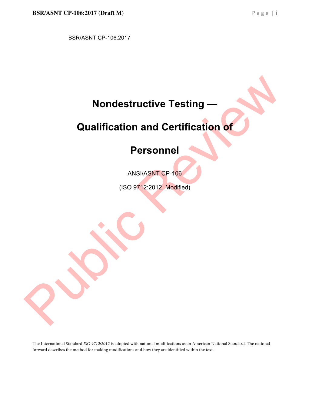 Nondestructive Testing — Qualification and Certification Of