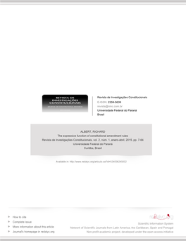 The Expressive Function of Constitutional Amendment Rules Revista De Investigações Constitucionais, Vol