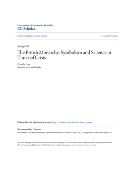 The British Monarchy: Symbolism and Salience in Times of Crisis