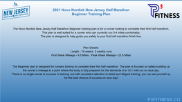 2021 Novo Nordisk New Jersey Half Marathon Beginner Training Plan