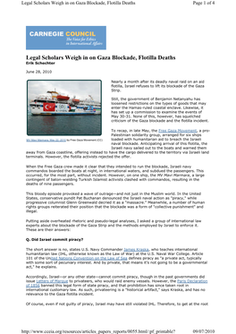 Legal Scholars Weigh in on Gaza Blockade, Flotilla Deaths Page 1 of 4