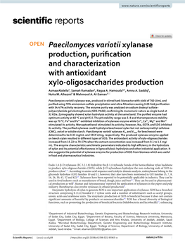 Paecilomyces Variotii Xylanase Production, Purification and Characterization with Antioxidant Xylo-Oligosaccharides Production
