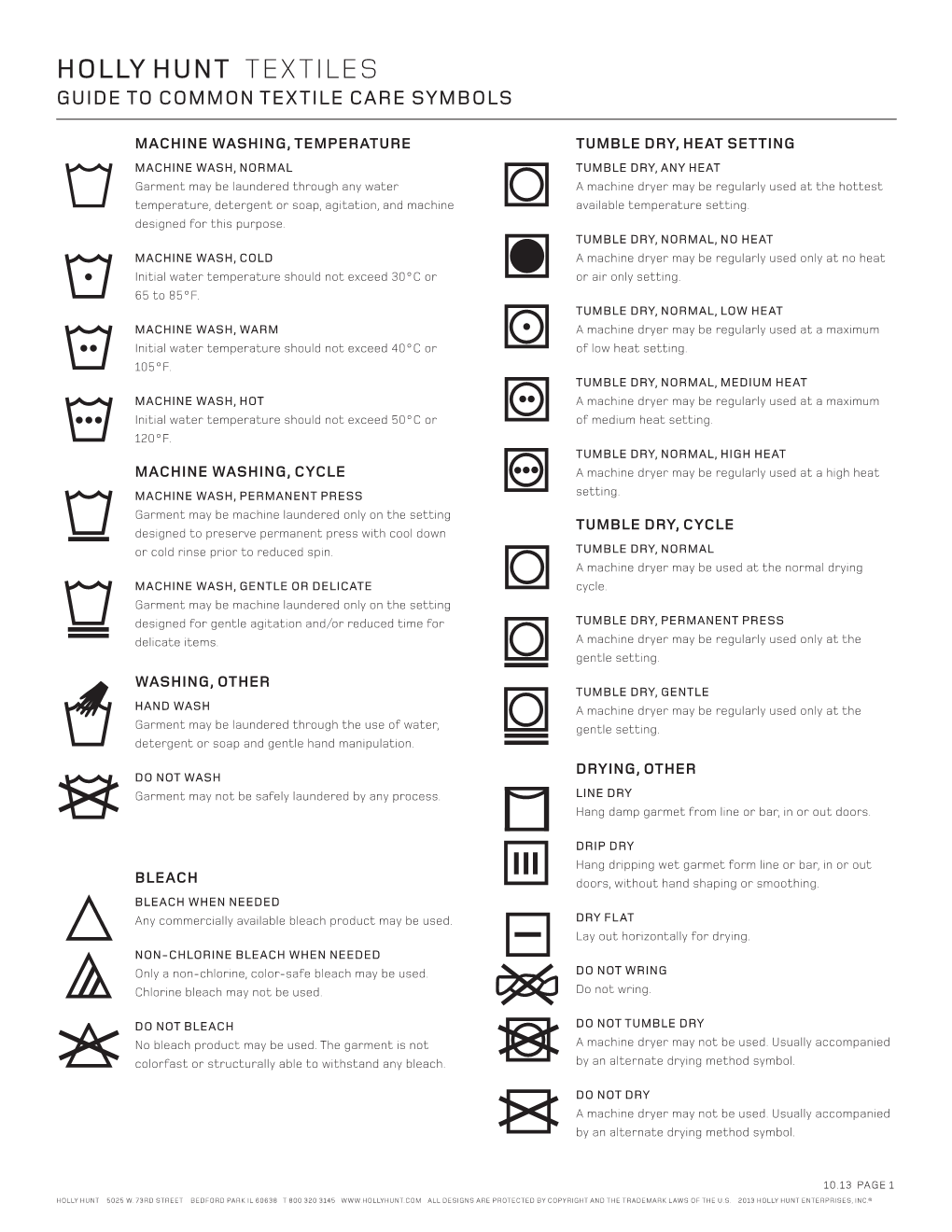 Common Care and Cleaning Symbols