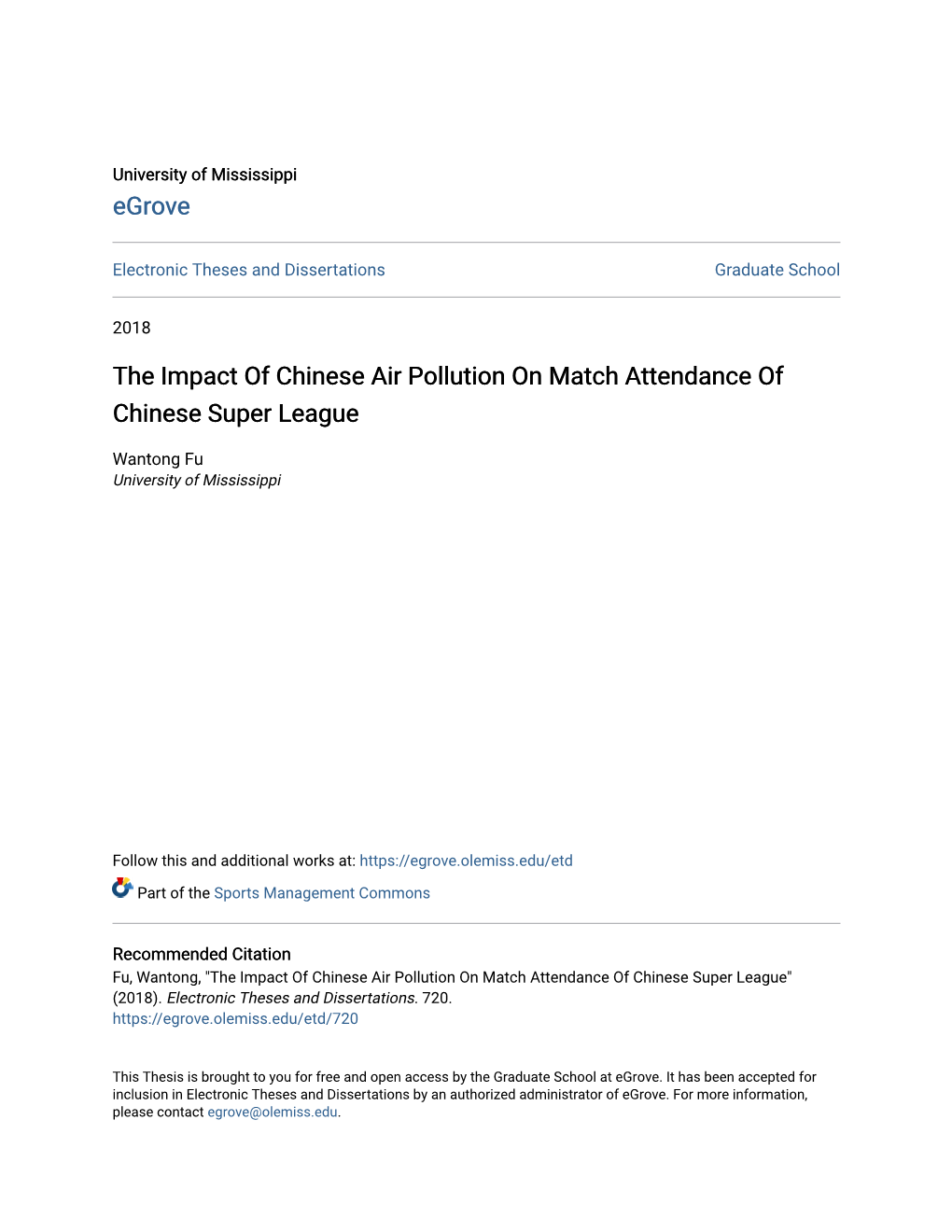 The Impact of Chinese Air Pollution on Match Attendance of Chinese Super League