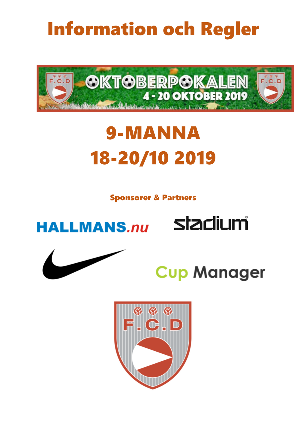 Information Och Regler 9-MANNA 18-20/10 2019