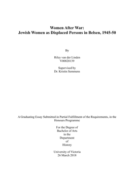 Van Der Linden, R: Women After War: Jewish