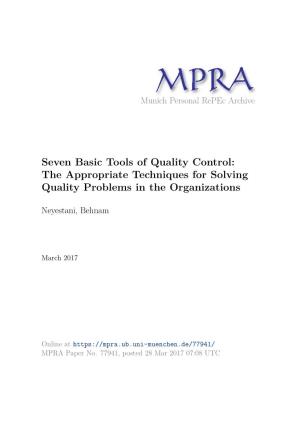 Seven Basic Tools of Quality Control: the Appropriate Techniques for Solving Quality Problems in the Organizations