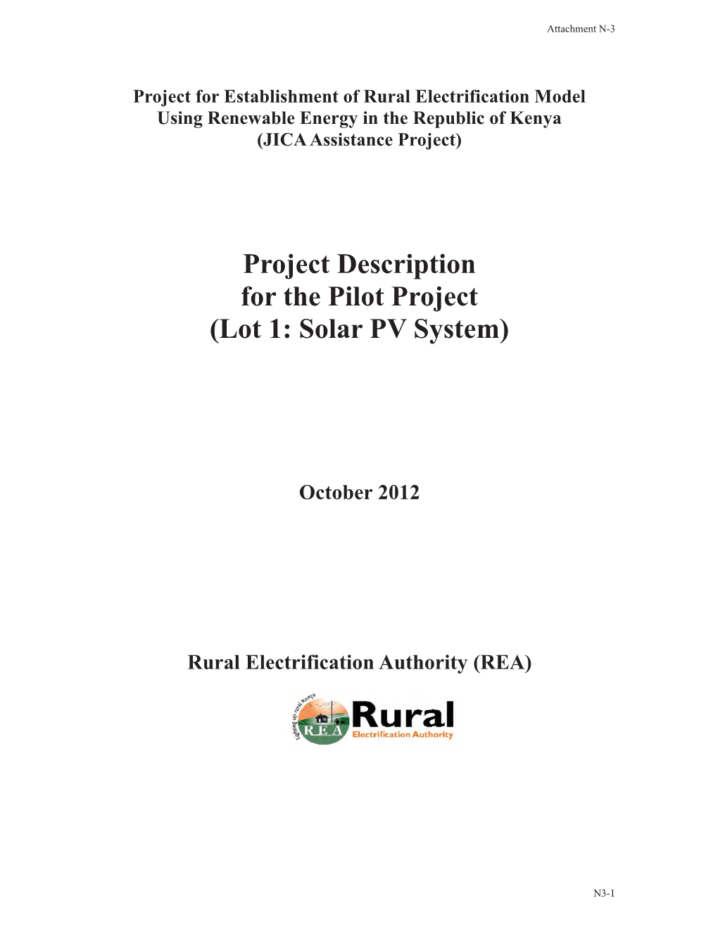 Project Description for the Pilot Project (Lot 1: Solar PV System)