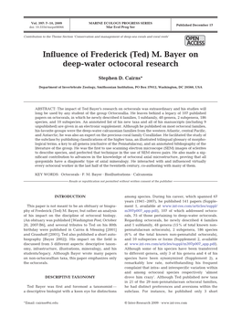 Influence of Frederick (Ted) M. Bayer on Deep-Water Octocoral Research