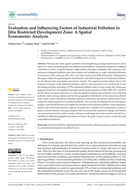 Evaluation and Influencing Factors of Industrial Pollution in Jilin Restricted Development Zone: a Spatial Econometric Analysis