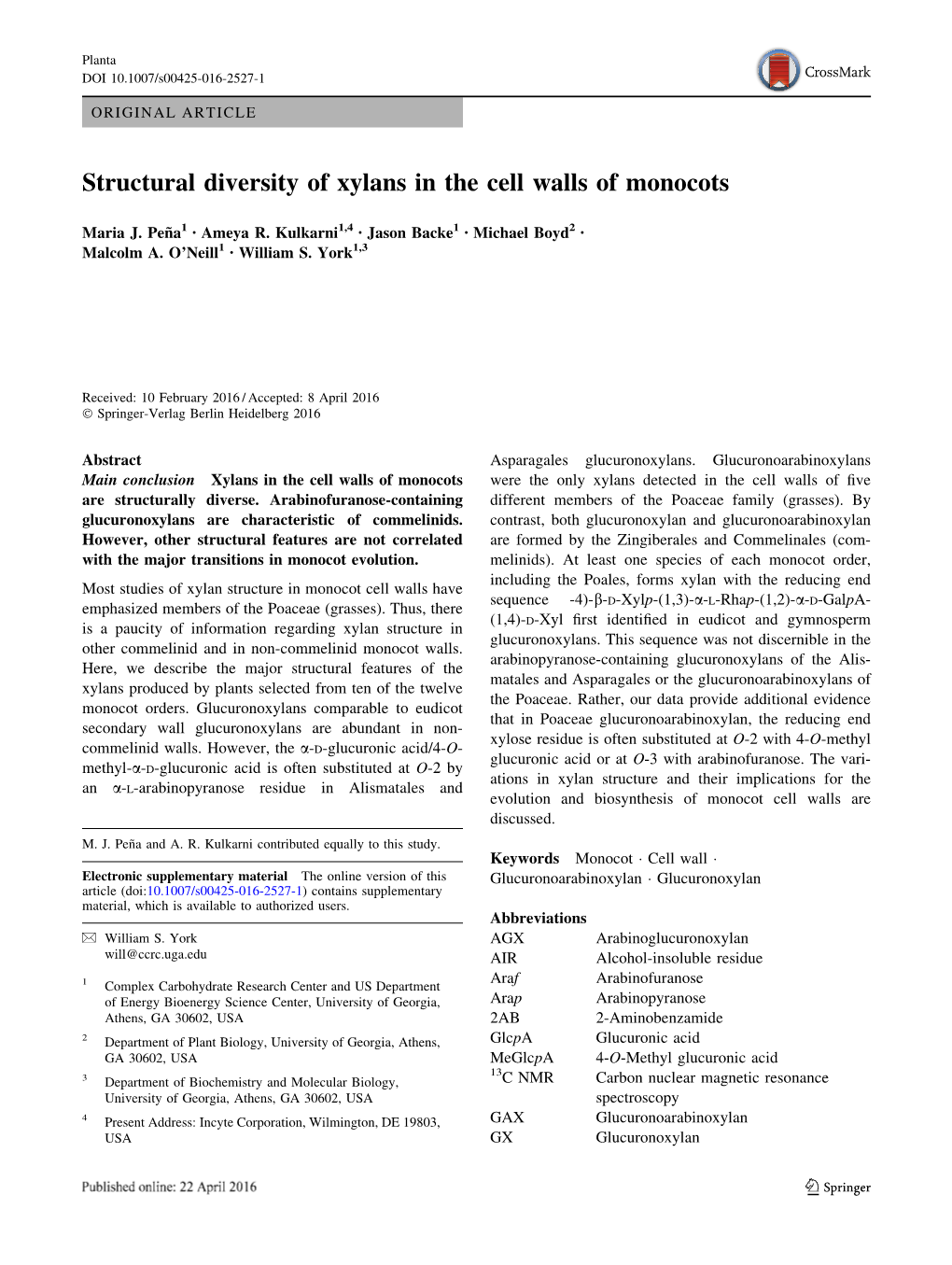 Structural Diversity of Xylans in the Cell Walls of Monocots