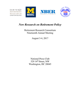 New Research on Retirement Policy
