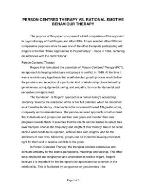 Person-Centred Therapy Vs. Rational Emotive Behaviour Therapy