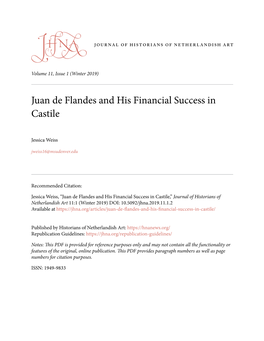 Juan De Flandes and His Financial Success in Castile