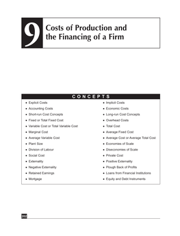 9Costs of Production and the Financing of a Firm