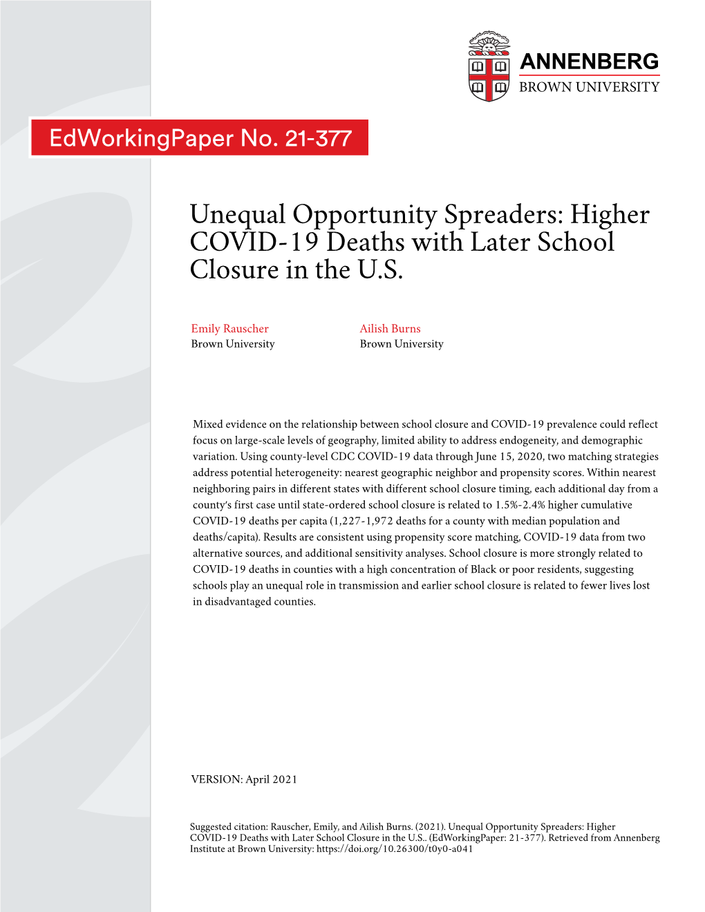 Higher COVID-19 Deaths with Later School Closure in the US