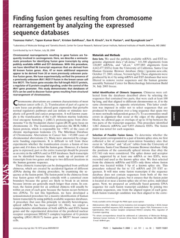 Finding Fusion Genes Resulting from Chromosome Rearrangement by Analyzing the Expressed Sequence Databases